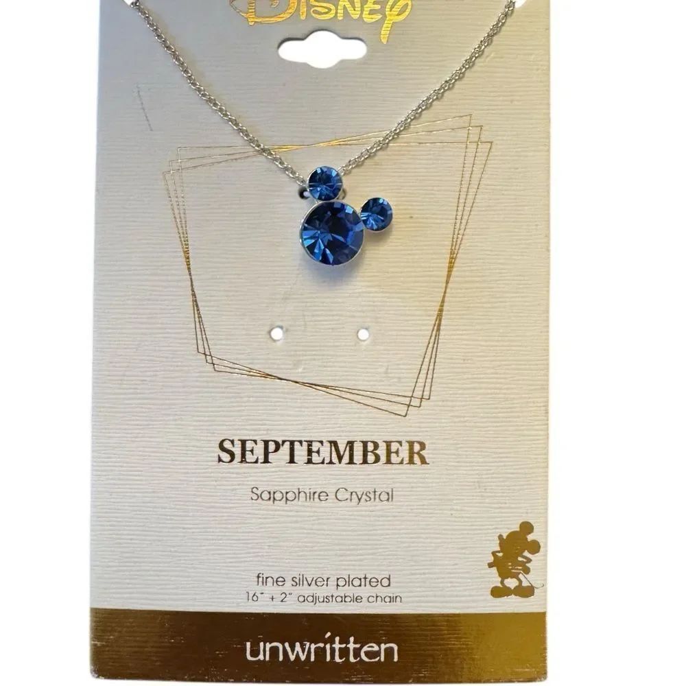 Disney Unwritten Mickey Blue Crystal 16"+2" Extender Necklace